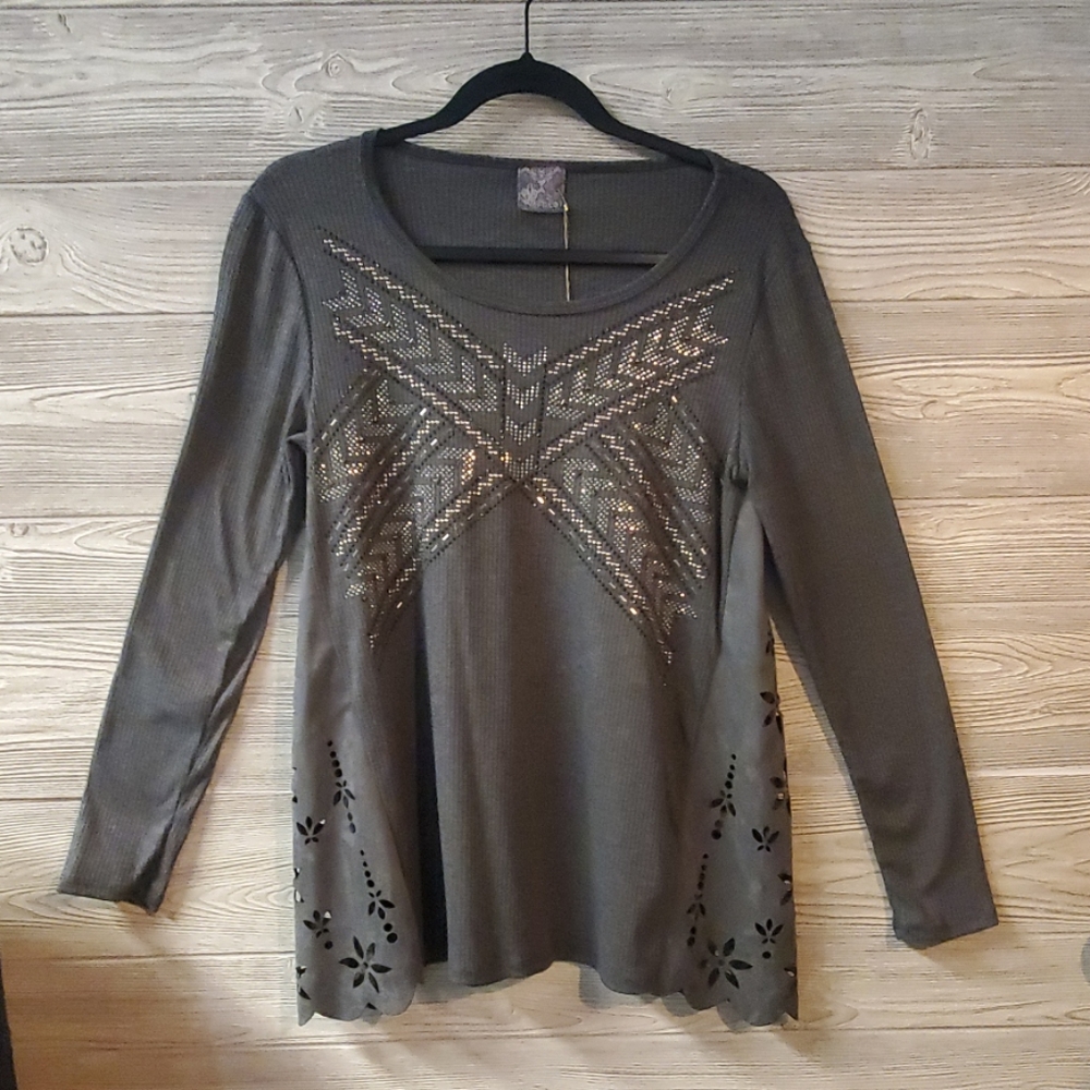 Vocal Grey Bling Top